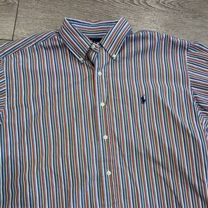 Vintage Ralph Lauren Shirt Mens XL 17 Multicolor Vertical Classic Fit Pony 90s